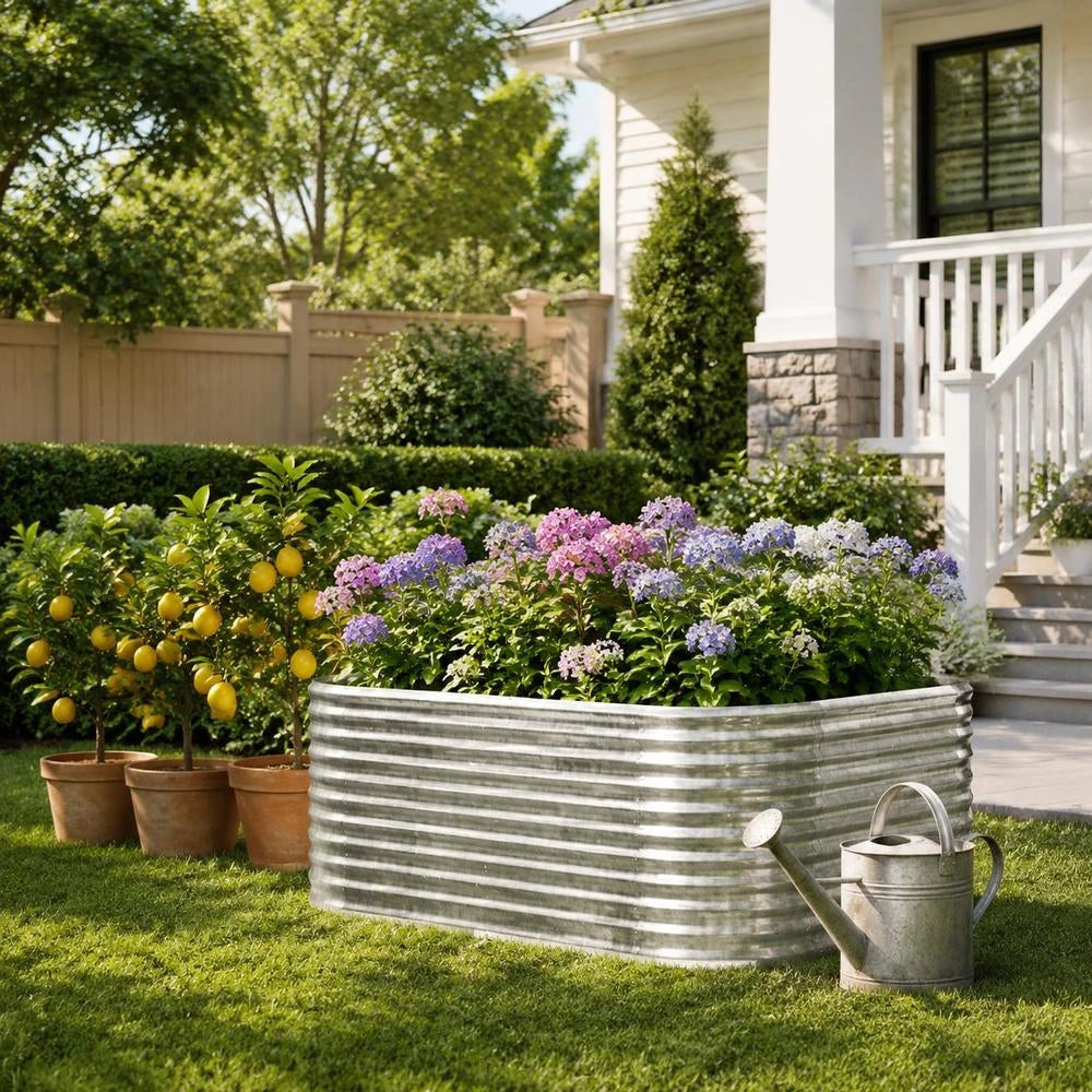 Raised Garden Bed, Galvanized Steel, 152x80x68 Cm, Silver