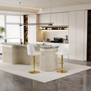 SGABELLO BAR REGOLABILE 2 PEZZI 360° PU BIANCO METALLO ORO