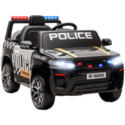 Macchina Elettrica della Polizia per Bambini 12V con Telecomando, Sirena e Lampeggianti, Et¨¤ 3-5 Anni, Nero