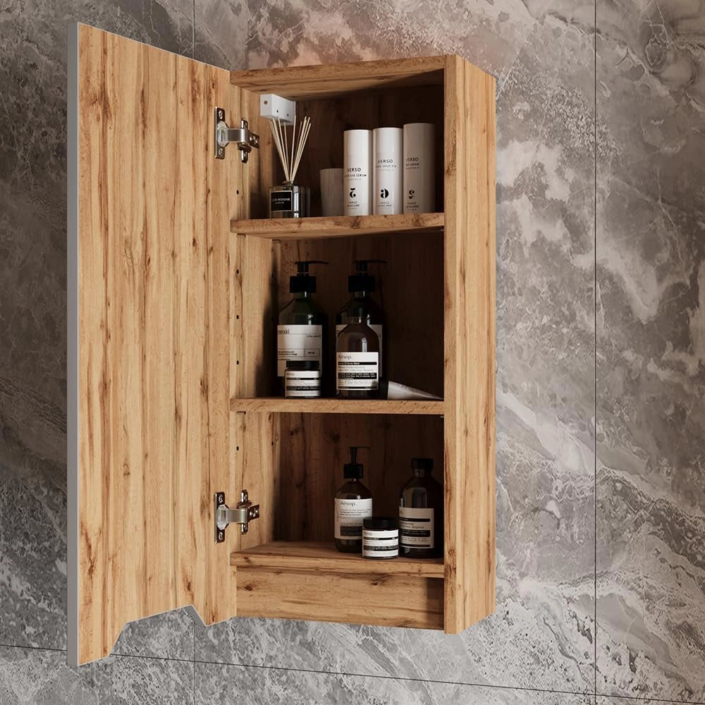 mobile bagno Lotta, Rovere/grigio a righe, 20 x 72.6 cm