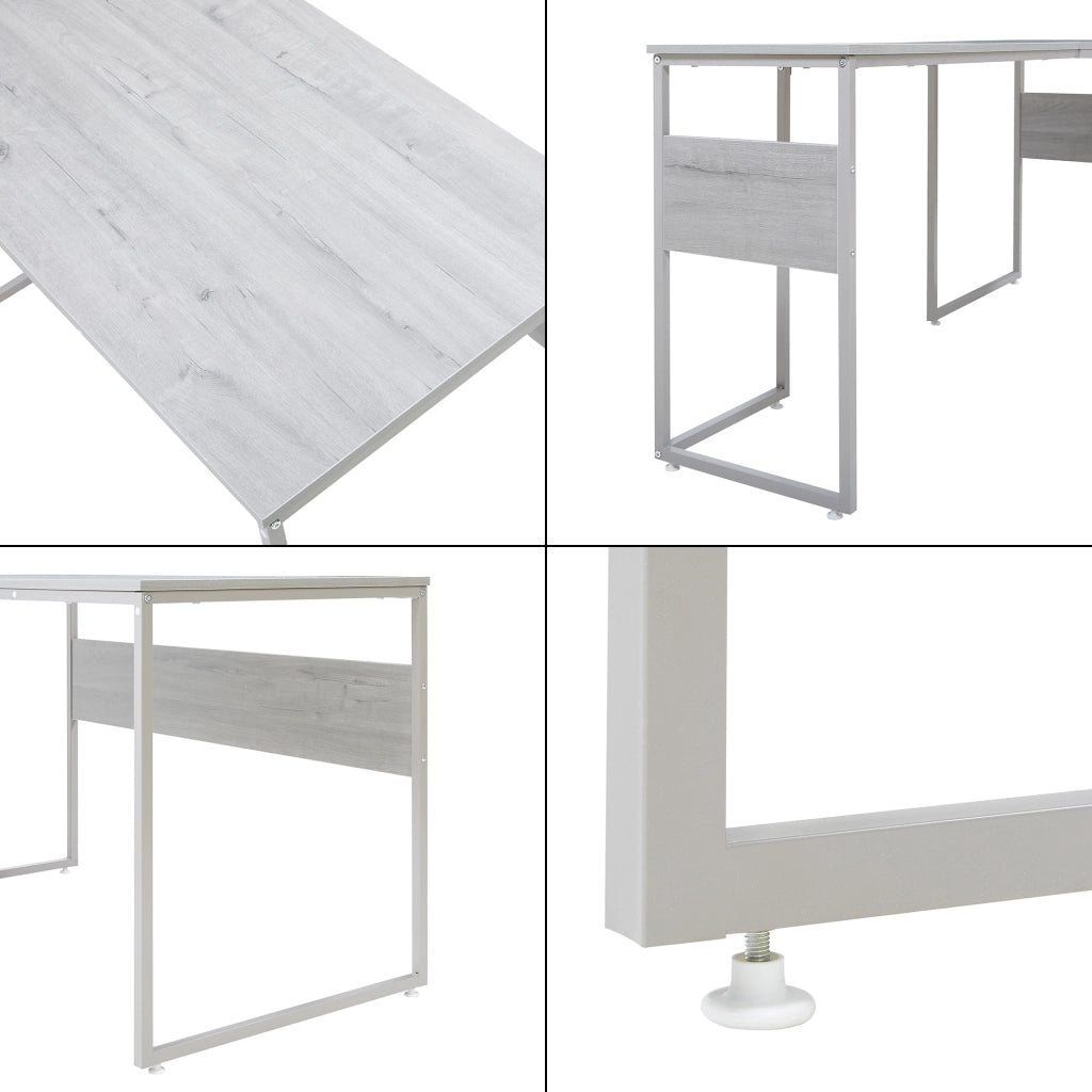Scrivania Angolare Karlstang Tavolo PC a L 166 x 120 x 75 cm - Grigio Chiaro [en.casa]