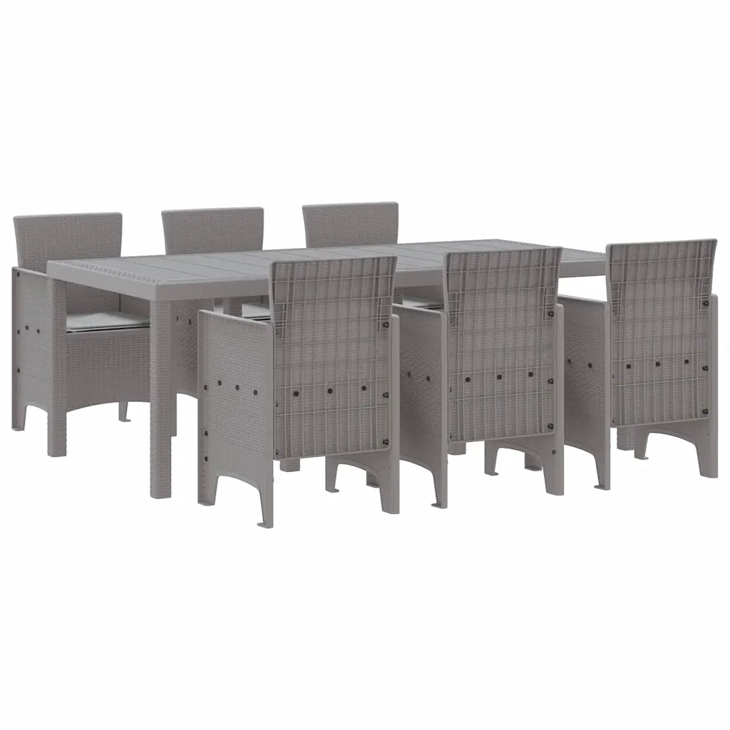 Set da Pranzo per Giardino 7 pcs Grigio Chiaro Polipropilene 3378729