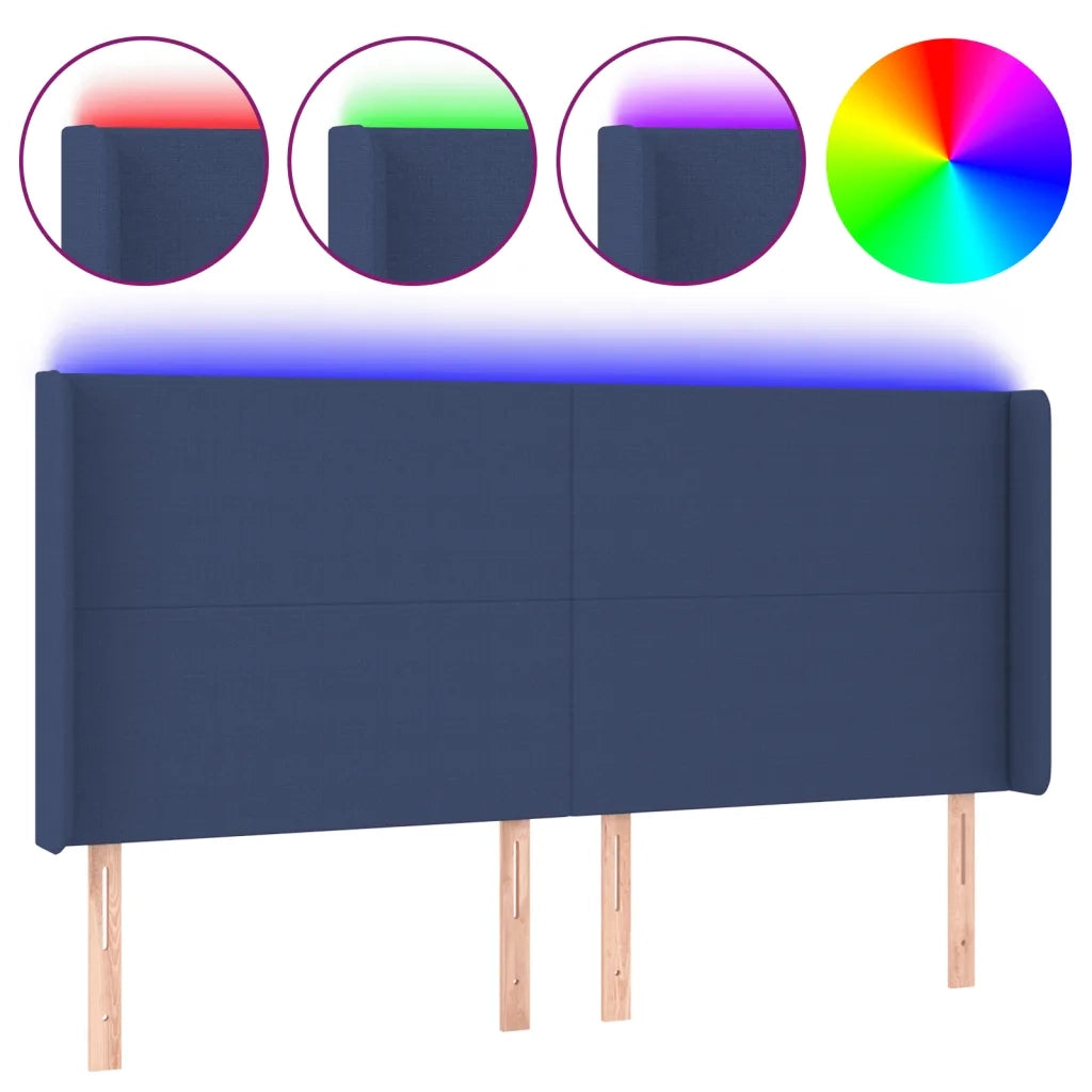 Testiera a LED Blu 203x16x118/128 cm in Tessuto