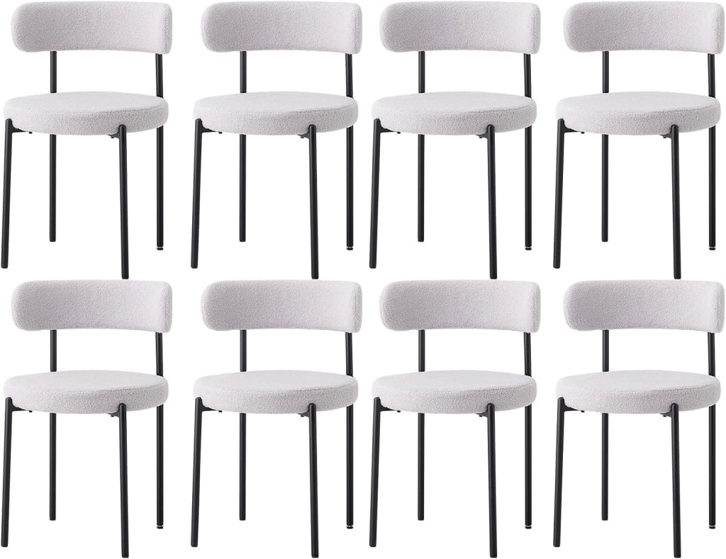 GrandCA HOME Set di 2 Sedie da Pranzo, Sedia da Cucina Imbottita con Rivestimento in Velluto Teddy, Adatta a Soggiorni, Sale da Pranzo e Camere da Letto, Nero