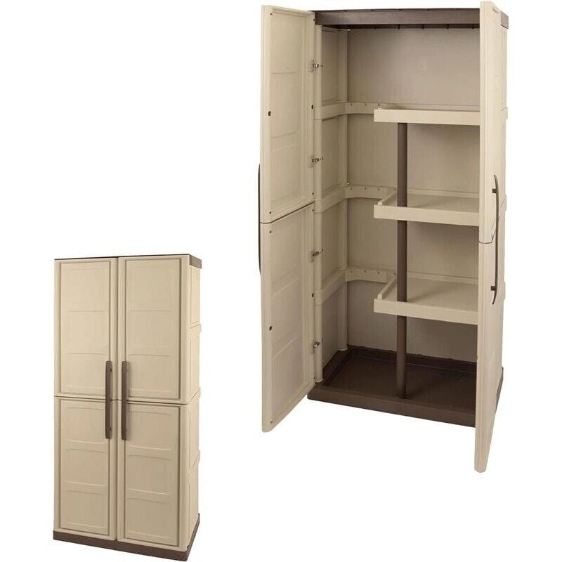 ARMADIO PORTASCOPE CON 3 RIPIANI IN PLASTICA BEIGE DIMENSIONI 70X39XH165 CM