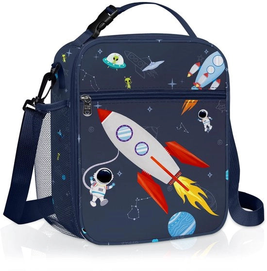 Borsa Spaziale Geisolata per Bambini con Contenitore per Fiaschi, Termos Borsa Piccola per Scuole Elementari Portatile per Ragazzi