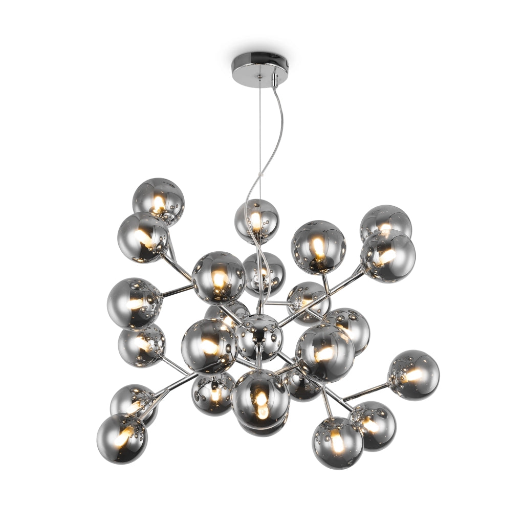 Lampadario Maytoni Dallas cromo 24 luci sfere fumo