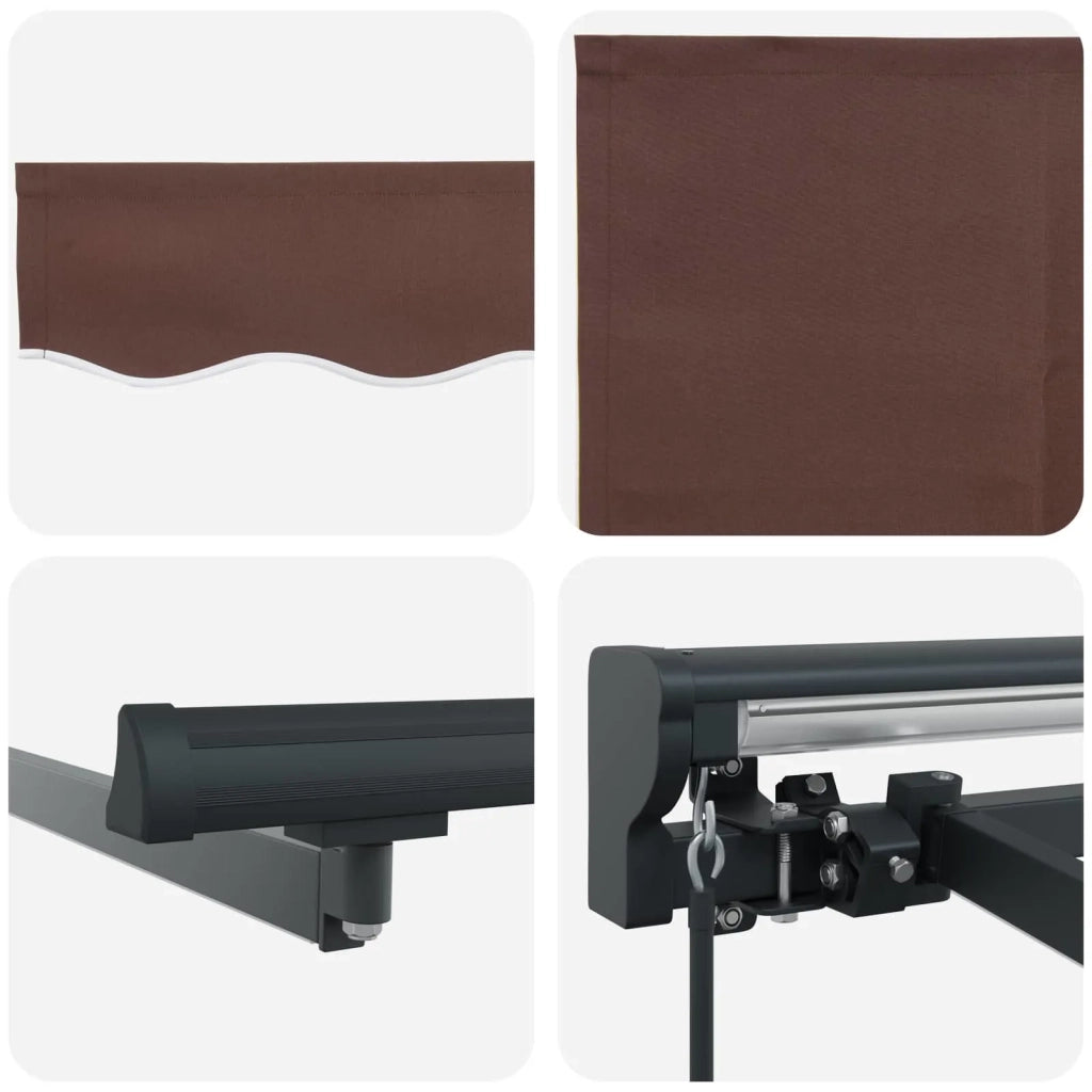 Cornice per Tenda Manuale con LED Marrone e Antracite 5 × 3,5 m 3420939