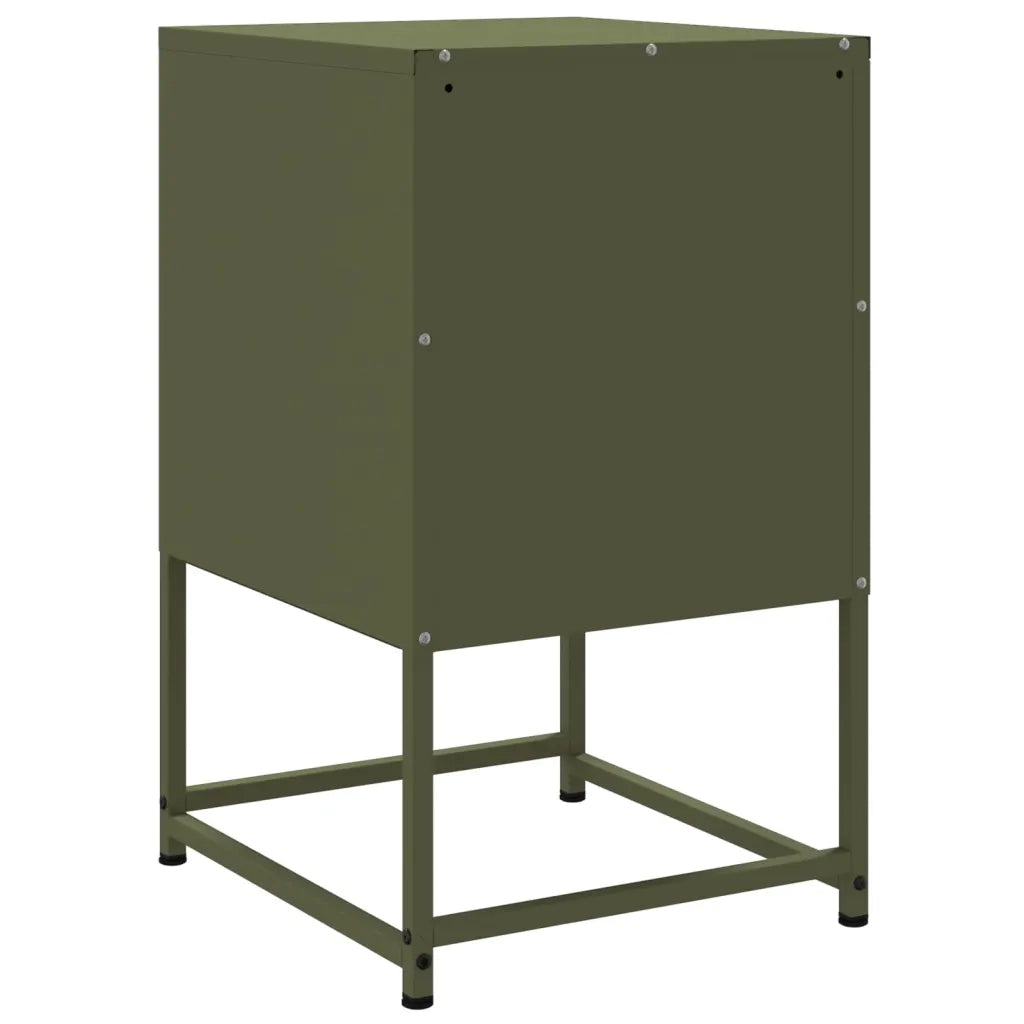 Comodini 2 pz-Set di 2 Tavolino da notte Verde Oliva 36x39x60,5 cm in Acciaio 703726