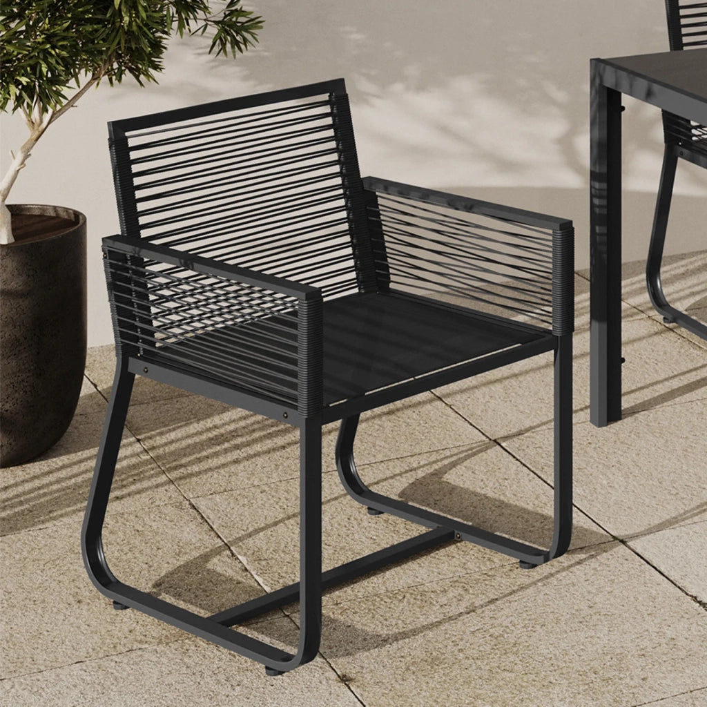 IDMarket - Set di 2 poltrone da giardino ODESSA in metallo e corda nera