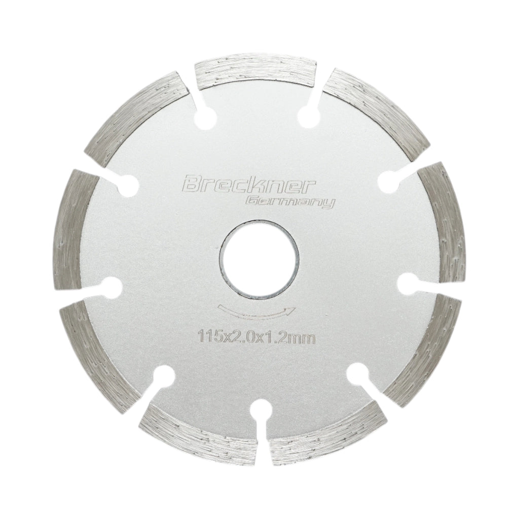 Disco diamantato segmentato 115x1,8x22,23 mm, taglio a secco per calcestruzzo, pietra, mattoni Breckner Germany