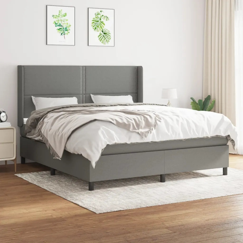 Giroletto a Molle con Materasso Grigio Scuro 180x200 cm Tessuto cod mxl 48503