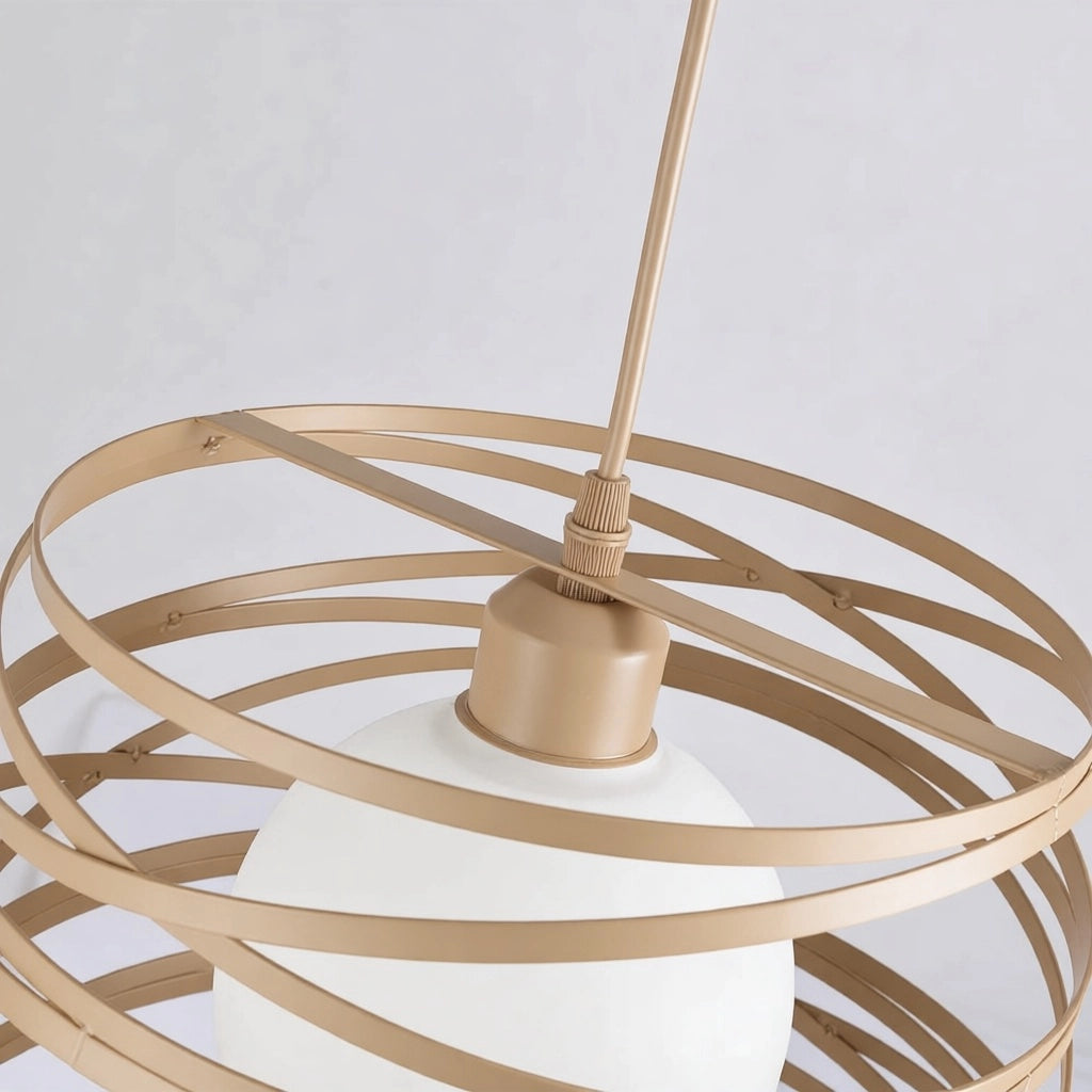 Lampadario moderno sospensione fasce intrecciate ferro opaco attacco E27 max 1x60W lunghezza filo 100cm tavolo cucina 230V TORTORA