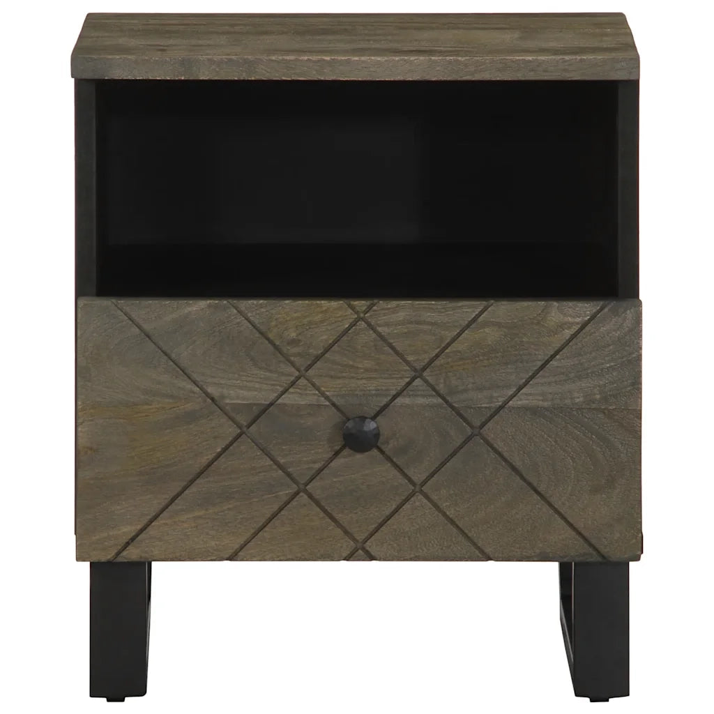 Comodino-Tavolino da notte Nero 40x33x46 cm in Legno Massello di Mango 446838