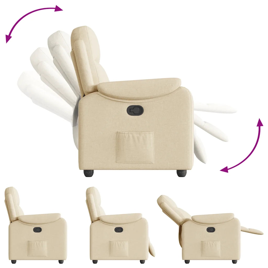 Poltrona | Sedia Relax Reclinabile in Tessuto Crema