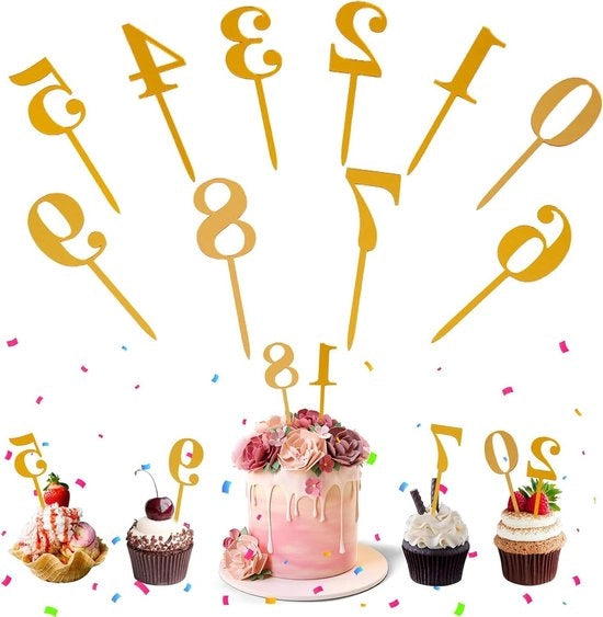 Decorazioni per torta numeriche - 10 pezzi - numeri da 0 a 9 - decorazione per torta e cupcake - materiale acrilico - festa di compleanno - festa per bambini - festa di matrimonio
