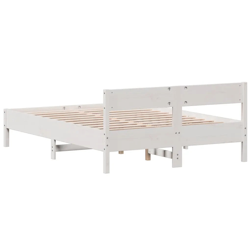 Letto senza Materasso Bianco 135x190 cm Legno Massello di Pino 842771
