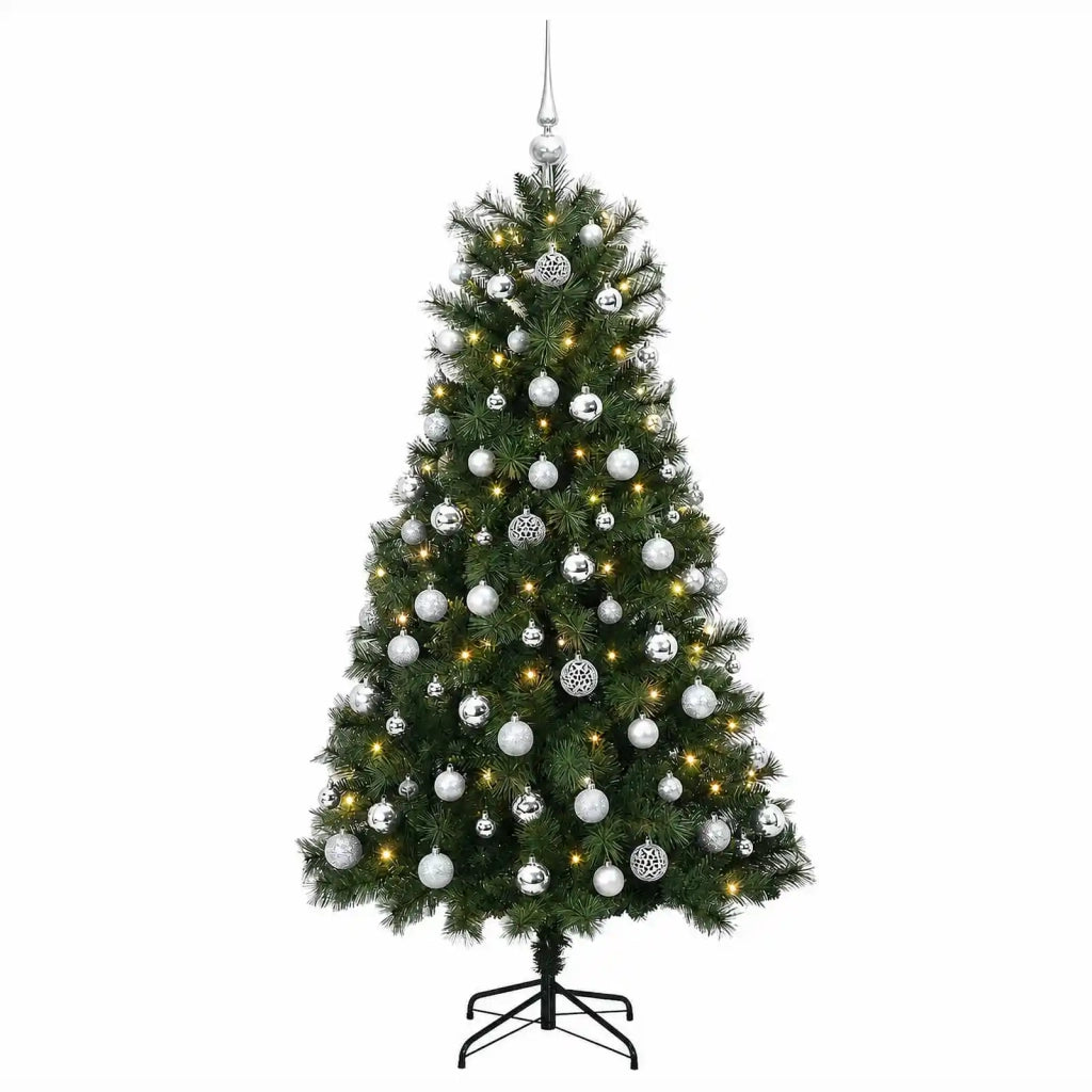 Albero di Natale artificiale con rami snodati e palline 150 cm 3466030