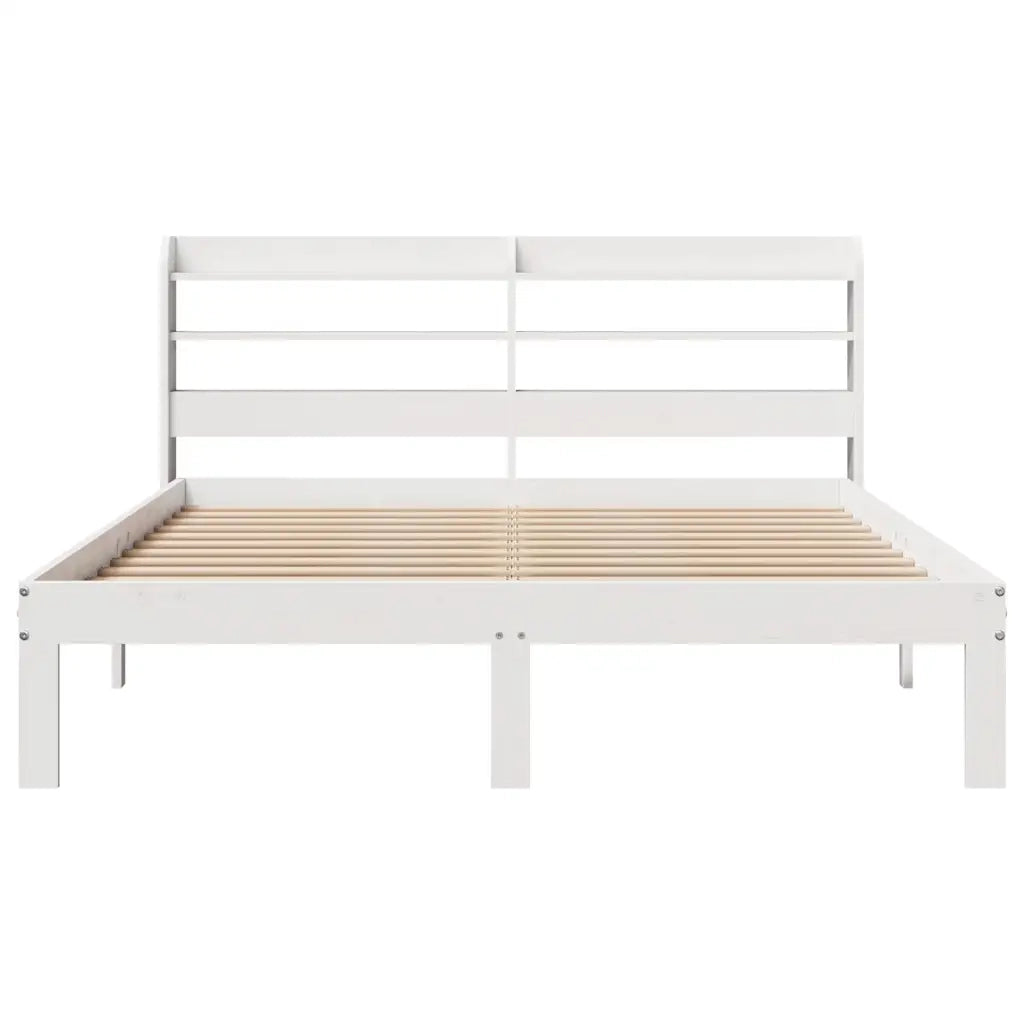 Giroletto con Testiera Bianco 150x200 cm Legno Massello di Pino 3306791