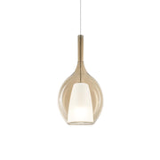 Sospensione Contemporanea Kalique Vetro Ambra Bianco E Cromo 1 Luce E27 H36Cm