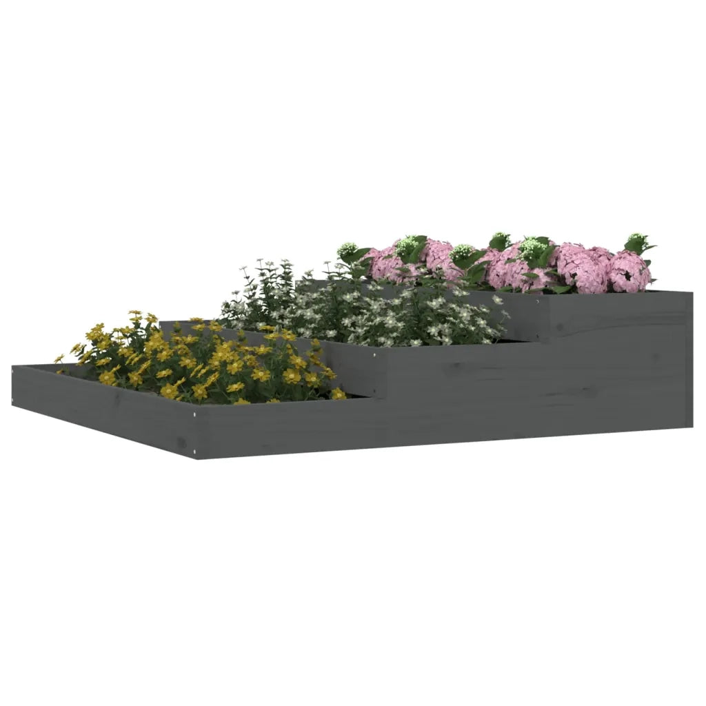 Fioriera | Cassetta per fiori | Vaso Grigia 107x107x27 cm in Legno Massello di Pino