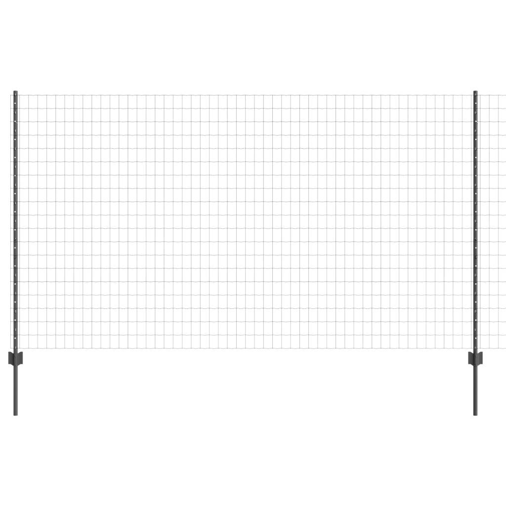 Recinzione Euro con 10 Pali Grigi 1,4x10 m Acciaio