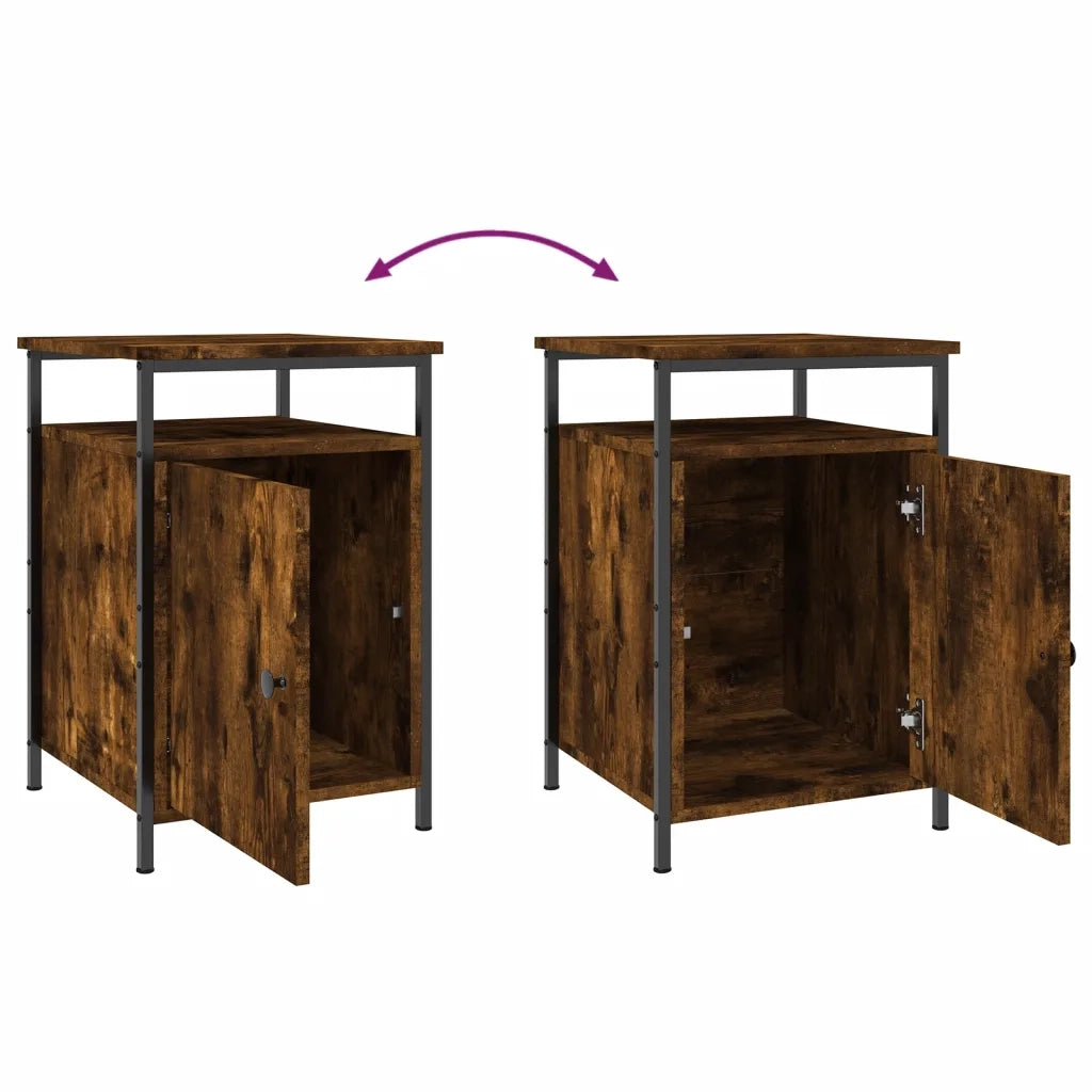 Comodino-Tavolino da notte Rovere Fumo 40x42x60 cm Legno Multistrato 819126