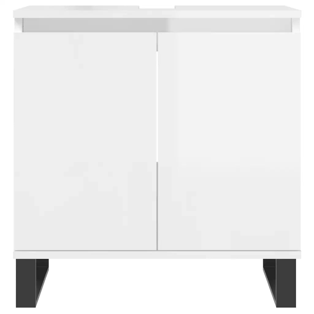 Armadietto Bagno Bianco Lucido 58x33x60cm in Legno Multistrato 831590