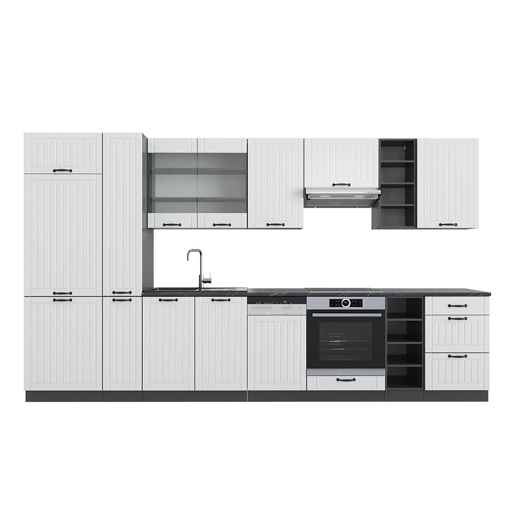 Cucina componibile Fame-Line Bianco rustico/Antracite 355 cm, PL Antracite Vicco