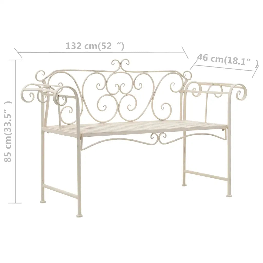 Panchina da Giardino | Panca da Giardino 132 cm in Metallo Bianco Anticato