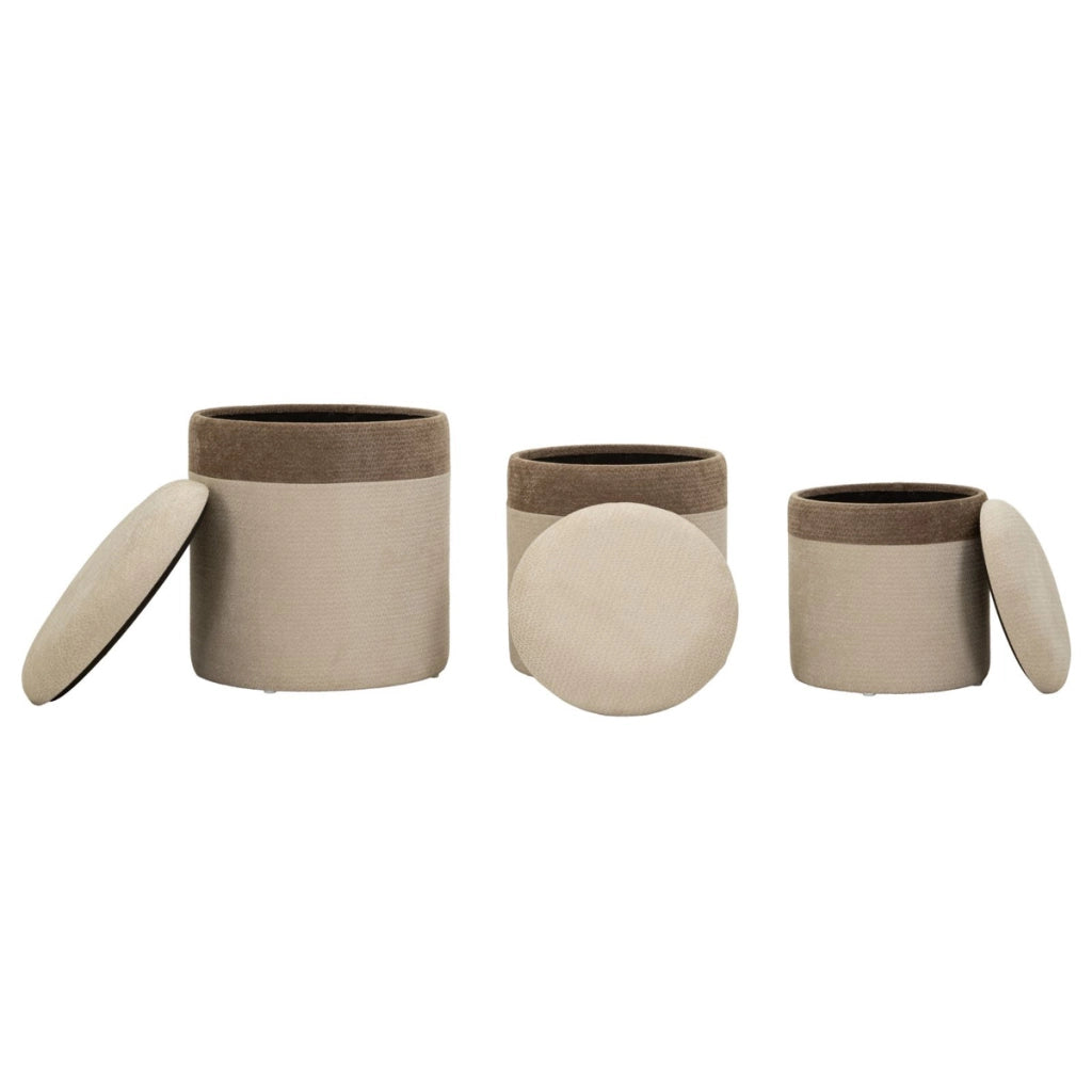 Set di 3 pouf contenitore stile nordico