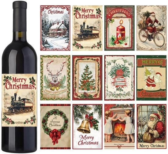 Etichette Vintage per Fiaschi di Vino per Feste 48 pezzi