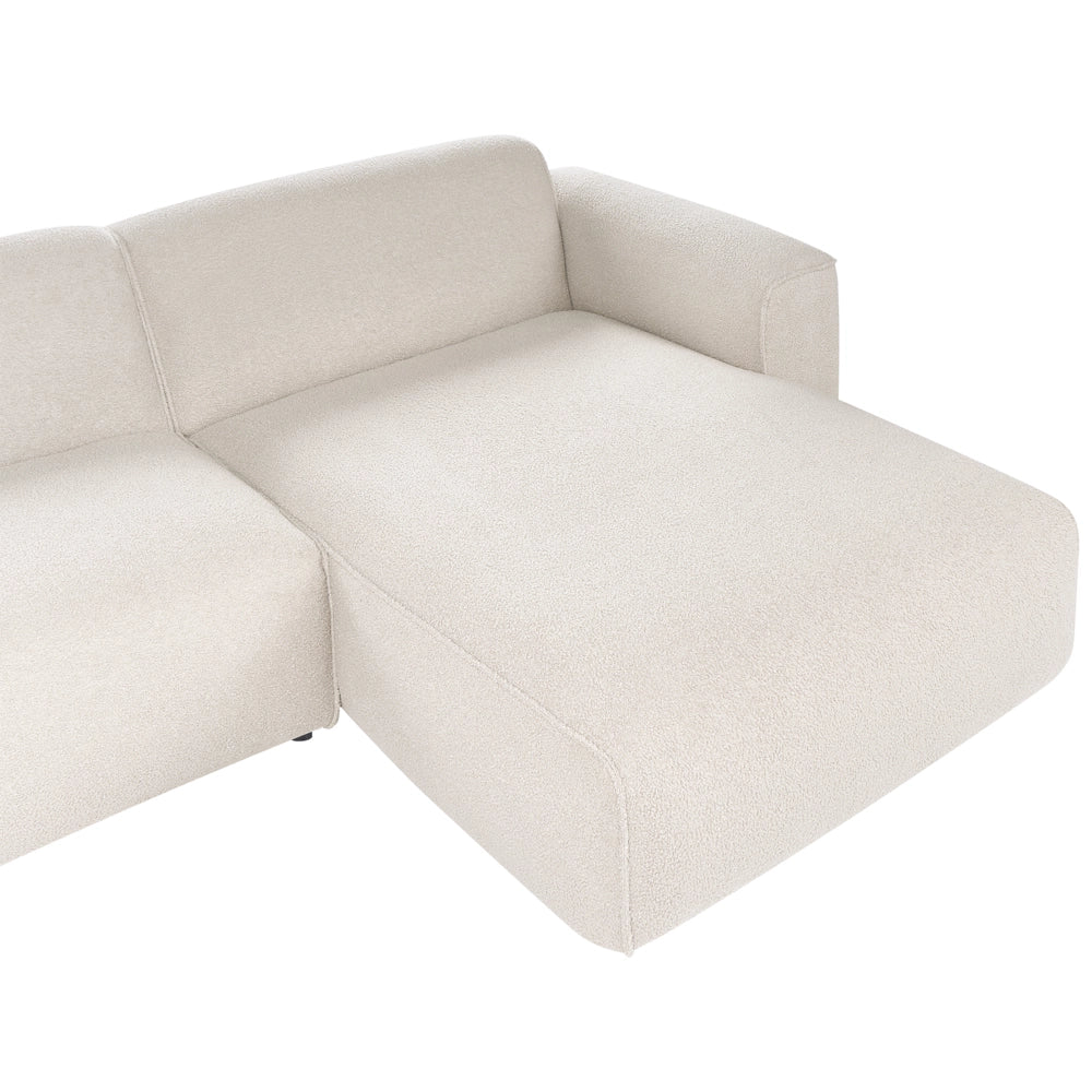 Divano angolare sinistro Rivestimento bouclé beige Gambe in legno di pino 3 posti Soggiorno