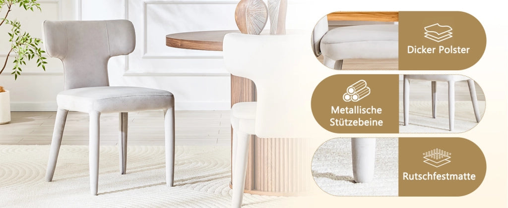 SEDIA da pranzo T 80,7 cm Grigio chiaro Set da 2 pezzi