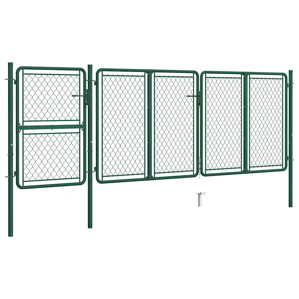 Cancello da Giardino in Acciaio 400x125 cm Verde 144446