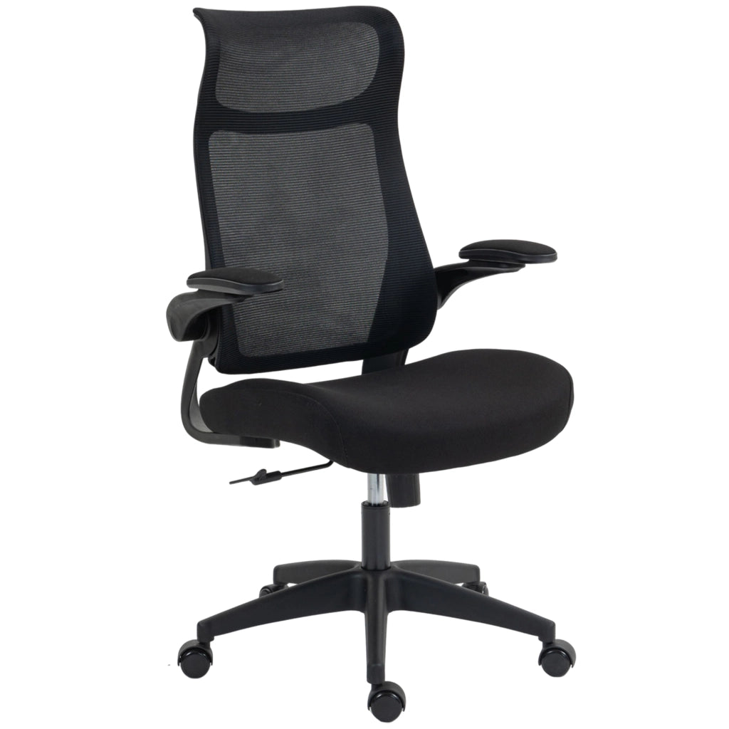 Sedia da Ufficio Ergonomica Girevole in Rete con Schienale, Braccioli e Supporto Lombare ¨C Zephmum ¨C Nero