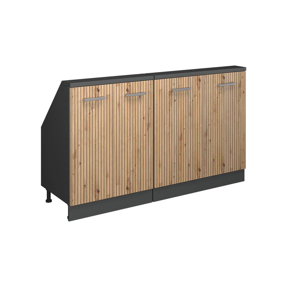 Vicco Mobile cucina sottotetto Rovere artigianale/antracite 140 cm Set di 2