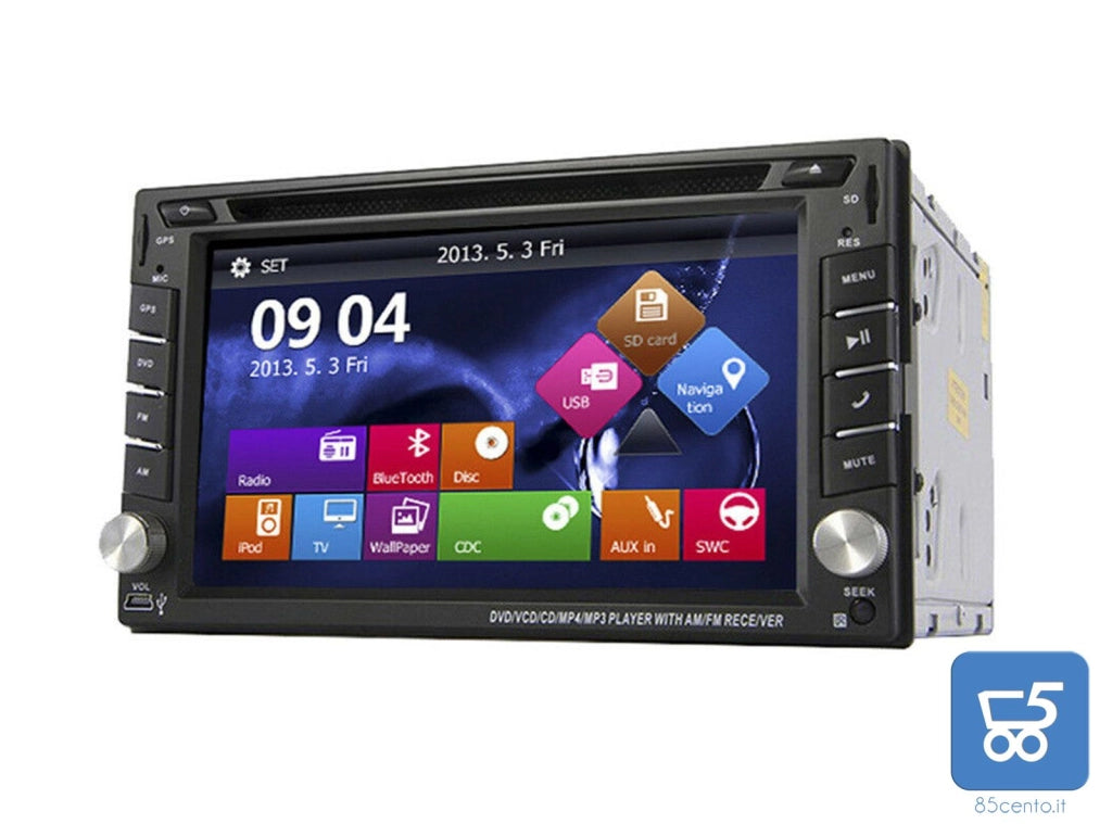 Autoradio 2din HD 16:9 Bluetooth 7" a Colori GPS Navigatore Stereo DVD CD Player