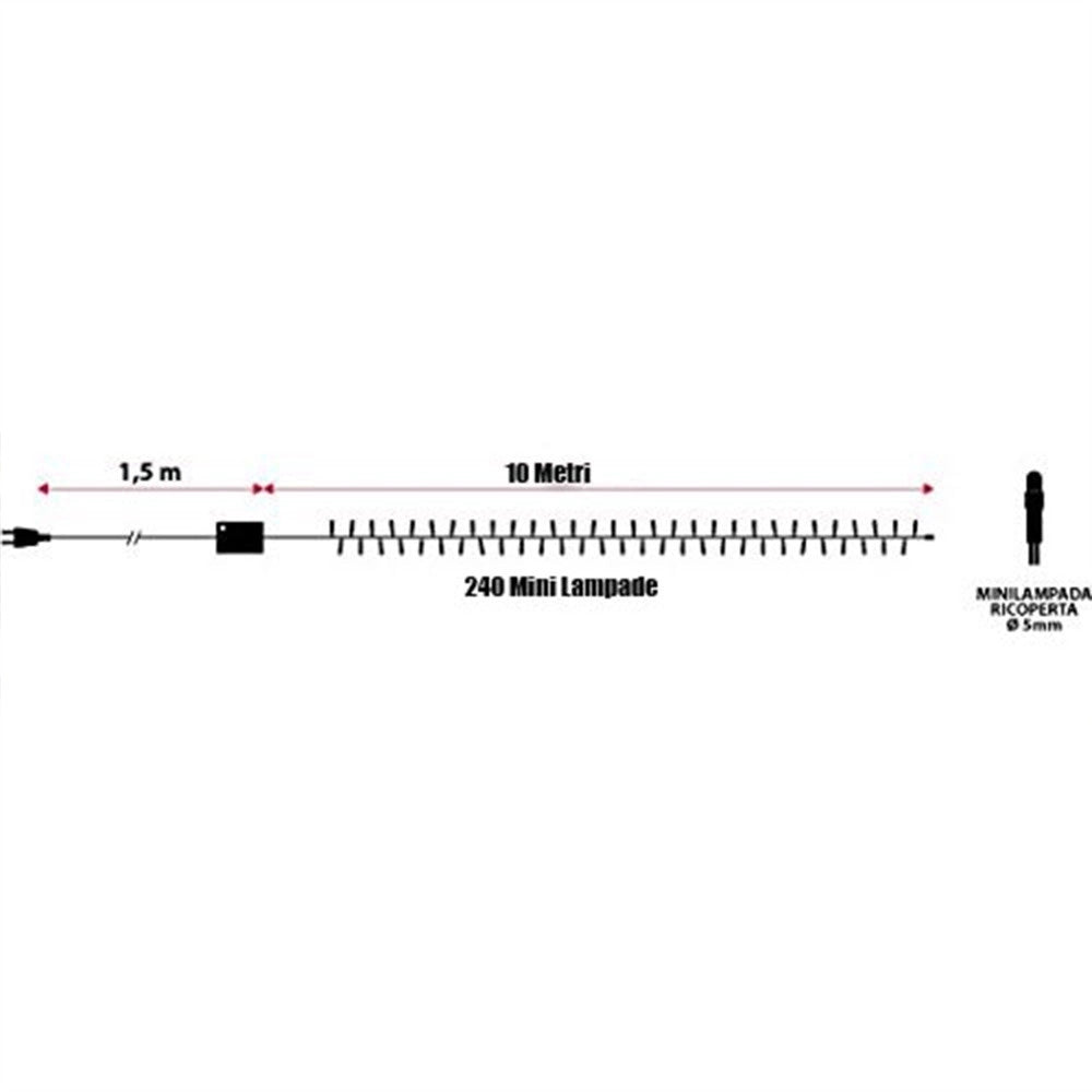 Trade Shop - Catena Luci Natalizia 11 Metri 300 Minilucciole 3 Vie Multicolor Con Controller -