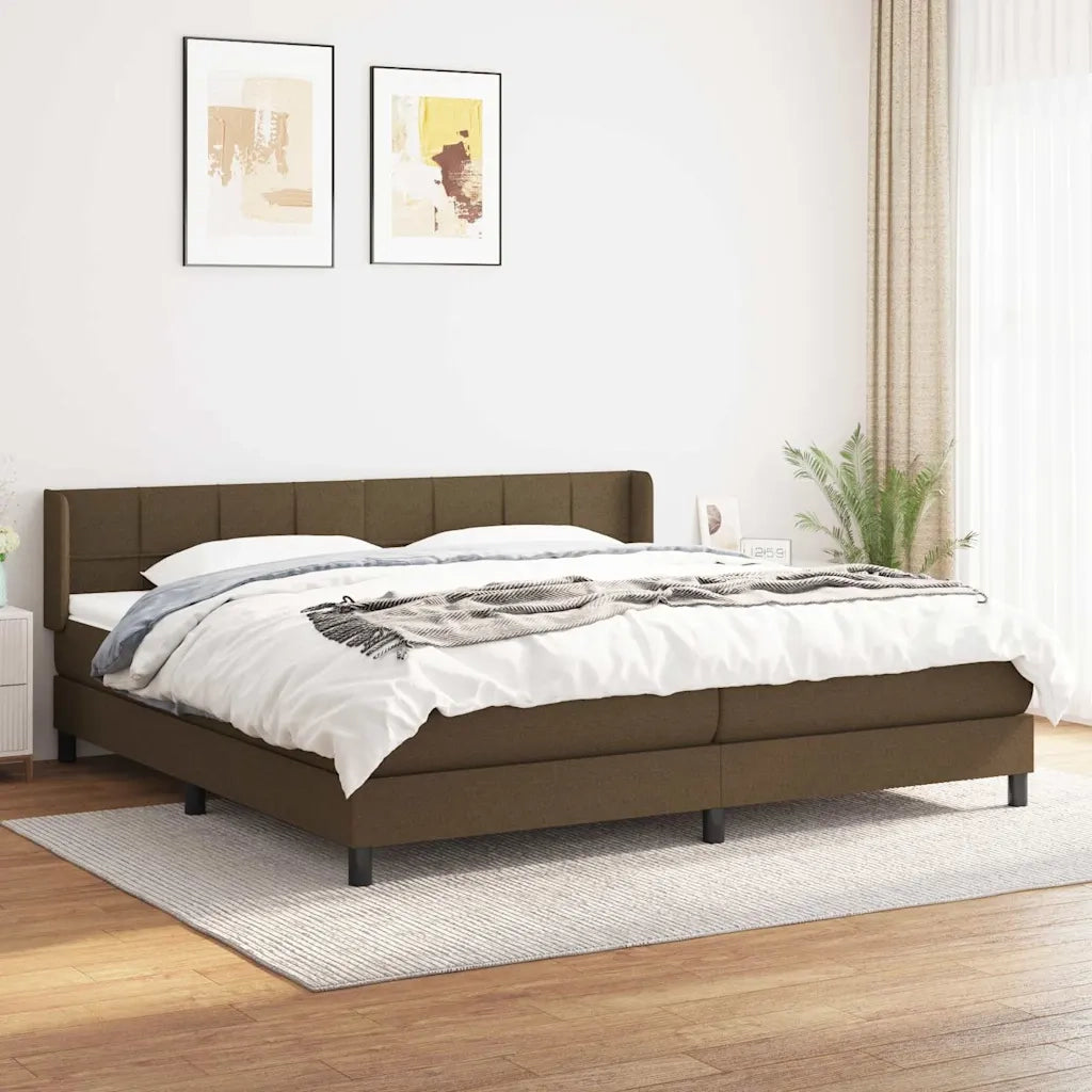 Giroletto a Molle con Materasso Marrone Scuro 200x200cm Tessuto 3129740