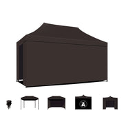 Taman Tenda / Gazebo Per Giardino 3X4,5 Mt Impermeabile Tendone Pieghevole Per Fiere E Mercati Con Teli Laterali Colore Nero