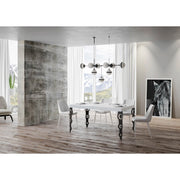Tavolo allungabile 140/400x90 cm Karamay telaio Antracite - Bianco Frassino