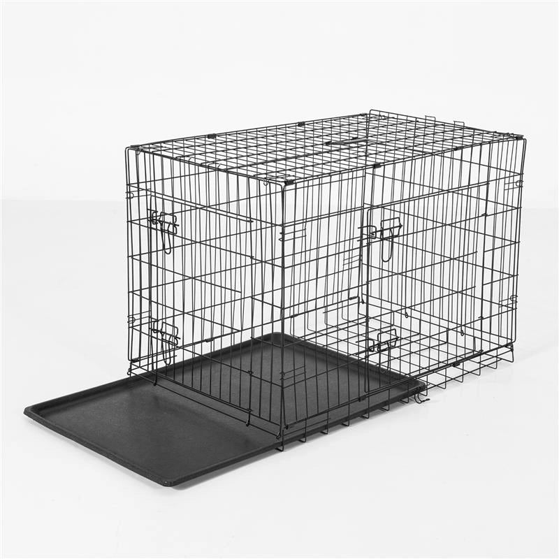 GABBIA TRASPORTINO IN ACCIAIO PER ANIMALI PIEGHEVOLE 122X77X82 CM NERO