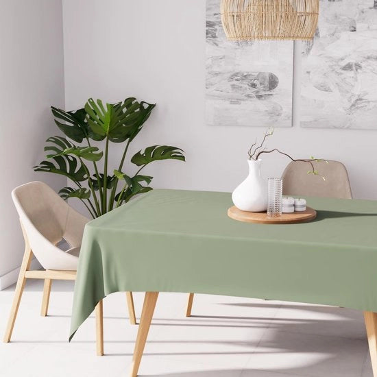Tavolo con tovaglia anti macchia in ocre, 160x270 cm, colore khaki