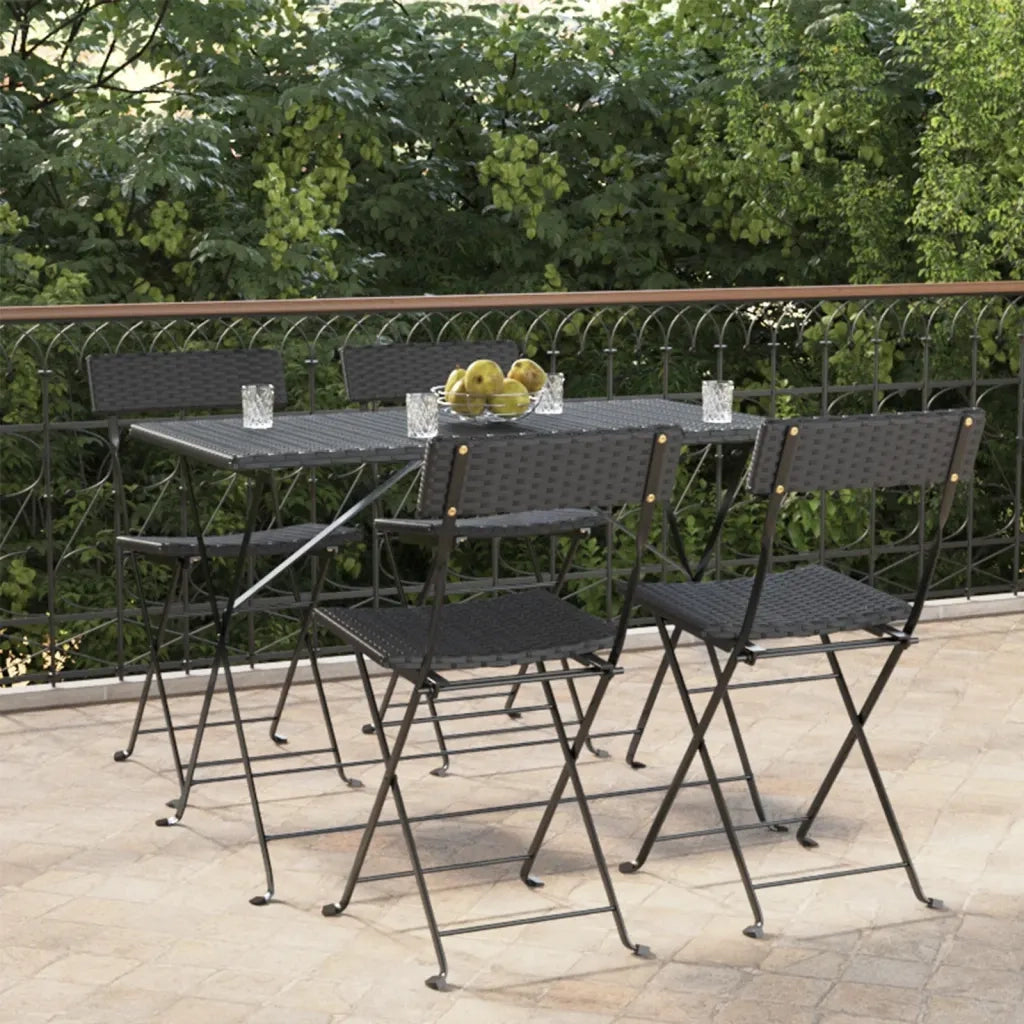 Sedie Pieghevoli da BistrÃ² 4 pz Nere Polyrattan e Acciaiocod mxl 76236