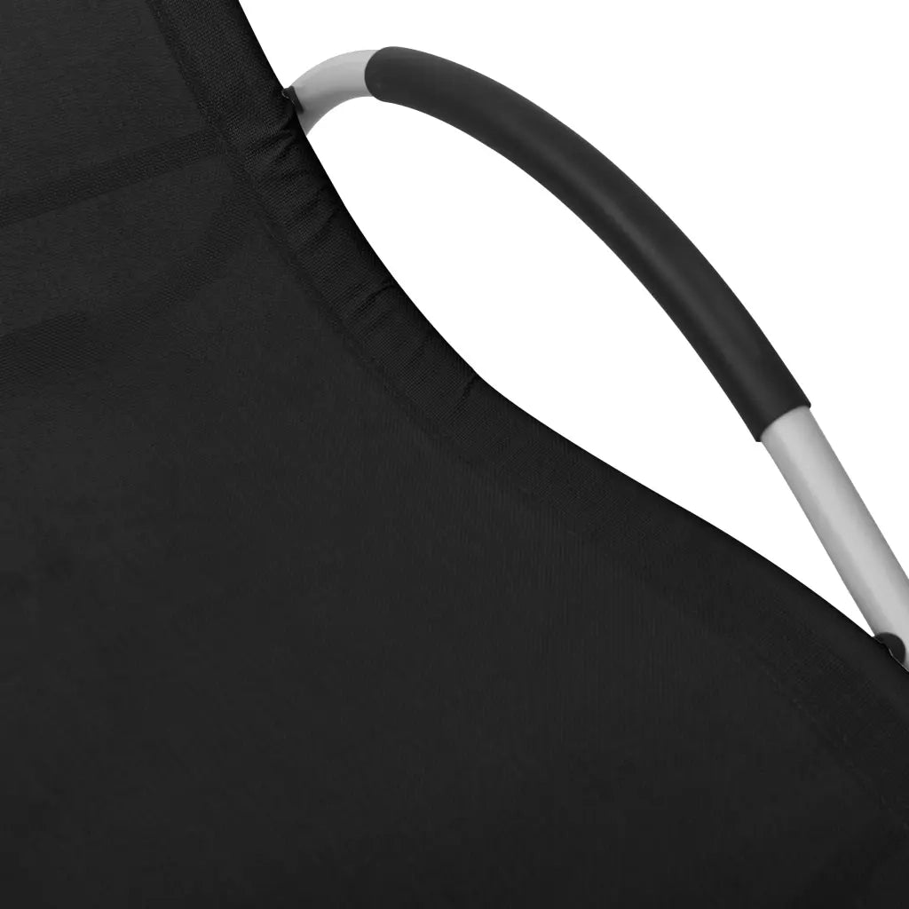 Lettino Prendisole in Textilene Nero e Grigio 310513