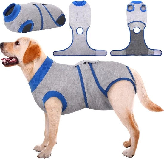 Abbigliamento di Recupero per Cani, Protezione Anti-Calci per Lesioni Abdominali/Malattie Cutanee, Maglietta per Puppi dopo l'Intervento Chirurgico, Alternativa al Collare Elettronico per Cani Piccoli, Medi e Grandi, XL, Colore Grijs
