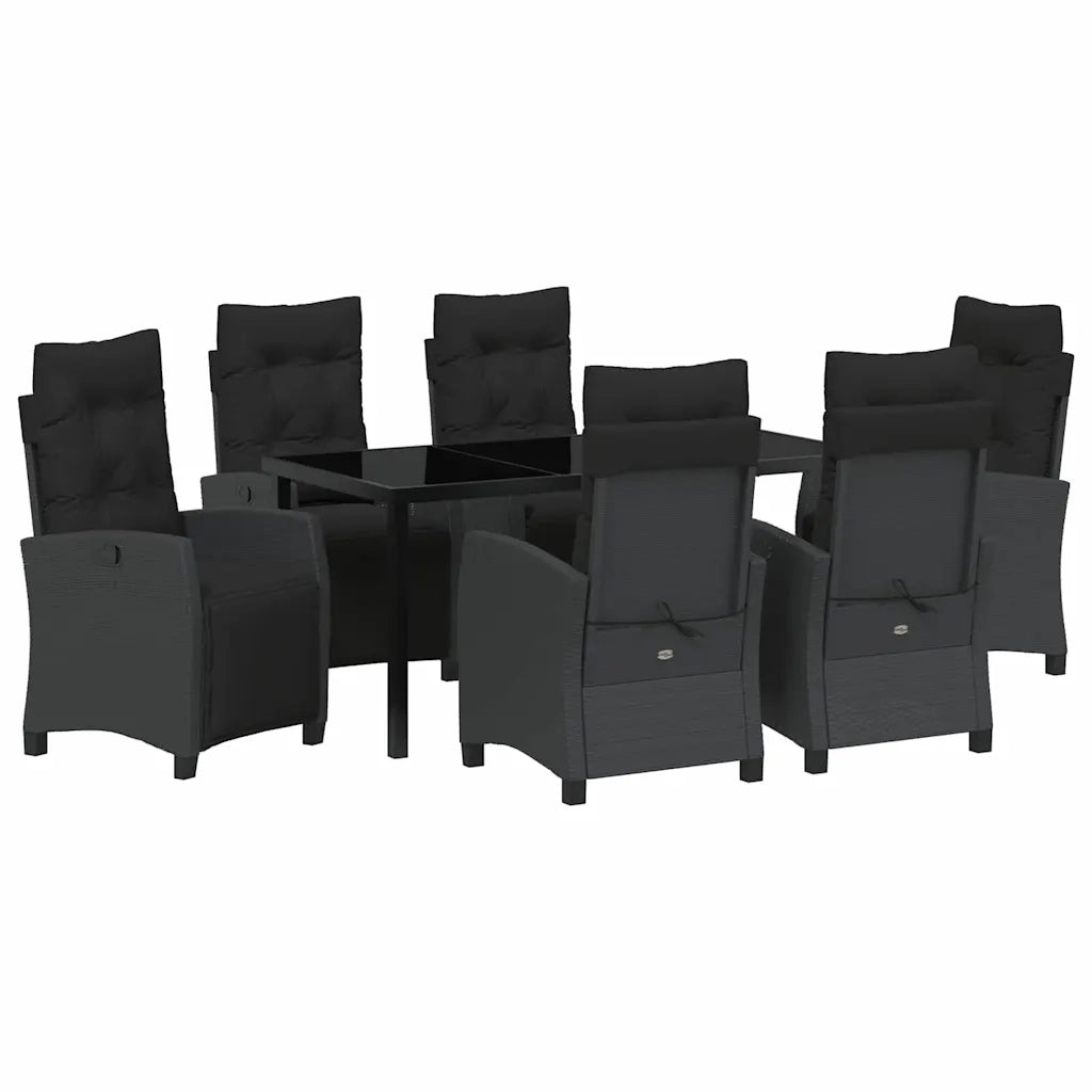 Set da Pranzo per Giardino con cuscino 7 pcs Nero polyrattan 3380425