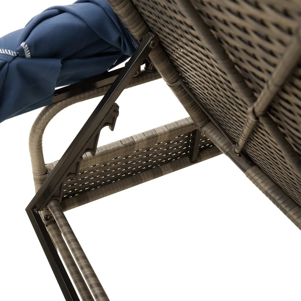Lettino prendisole con baldacchino in Polyrattan Grigio 368195