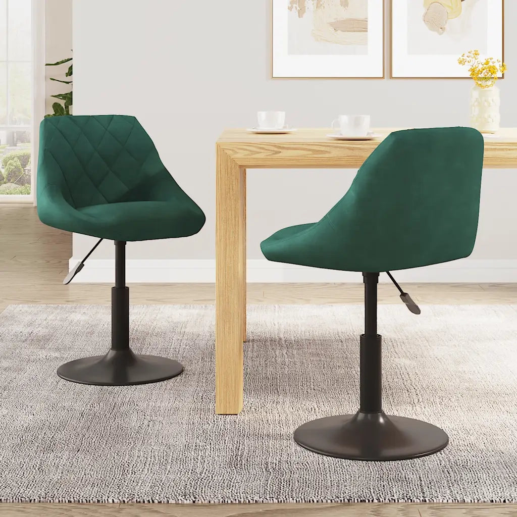 Sedie da Pranzo Girevoli 2 pz Verde Scuro in Velluto